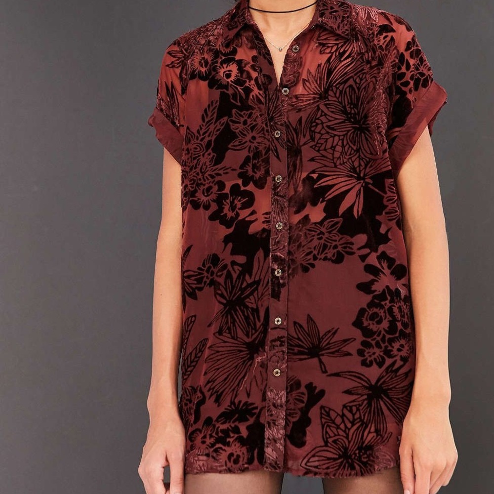 Urban Outfitters Floral Velvet and Mesh Top